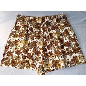 C&C California Linen Blend Floral Shorts Size 12 Boho Retro Fall Cottagecore